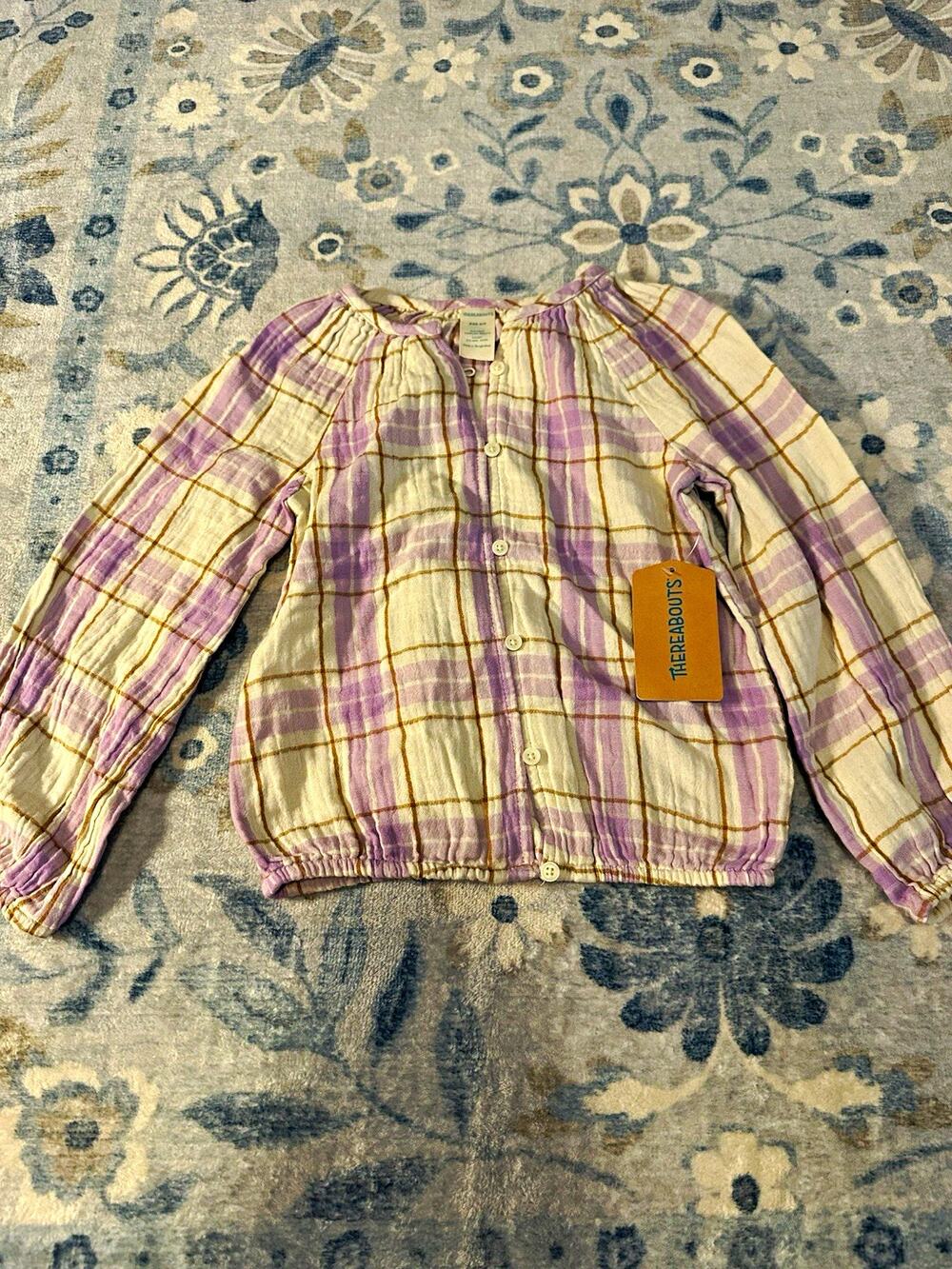 Thereabouts Girls Plaid Button-Up Blouse Long Sleeve Cotton XXS